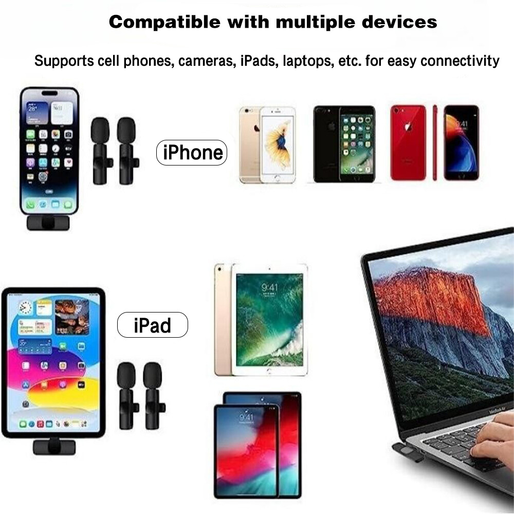For Android/iphone 3 in 1 Wireless Lavalier Microphone Audio Video Recording Mic