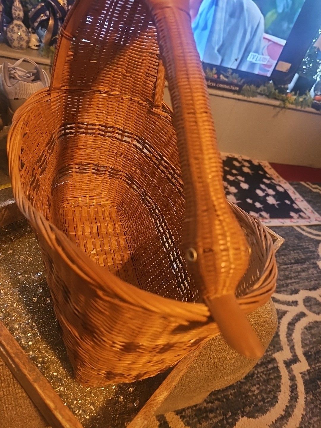 Vintage Duck Handled Basket Cottage Core