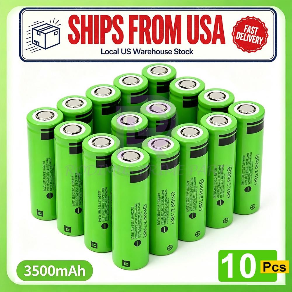 10 Pack Rechargeable Battery 3.7V 3500mah Capacity High Quality Flat Top Battery