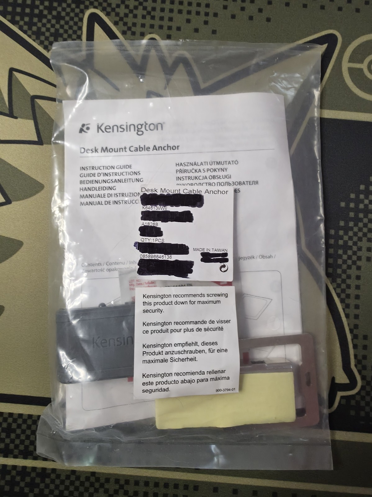 Kensington Desk Mount Cable Anchor K64613WW - NEW SEALED