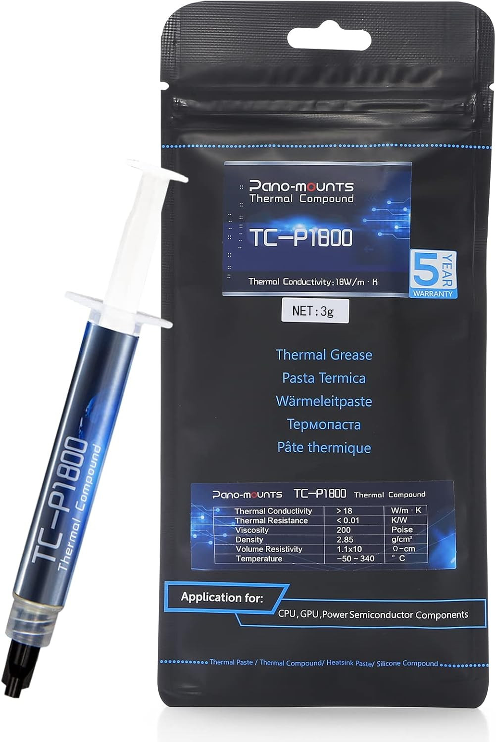 3G Thermal Paste (18W/M·K) - High-Performance CPU/GPU Thermal Grease Compound fo
