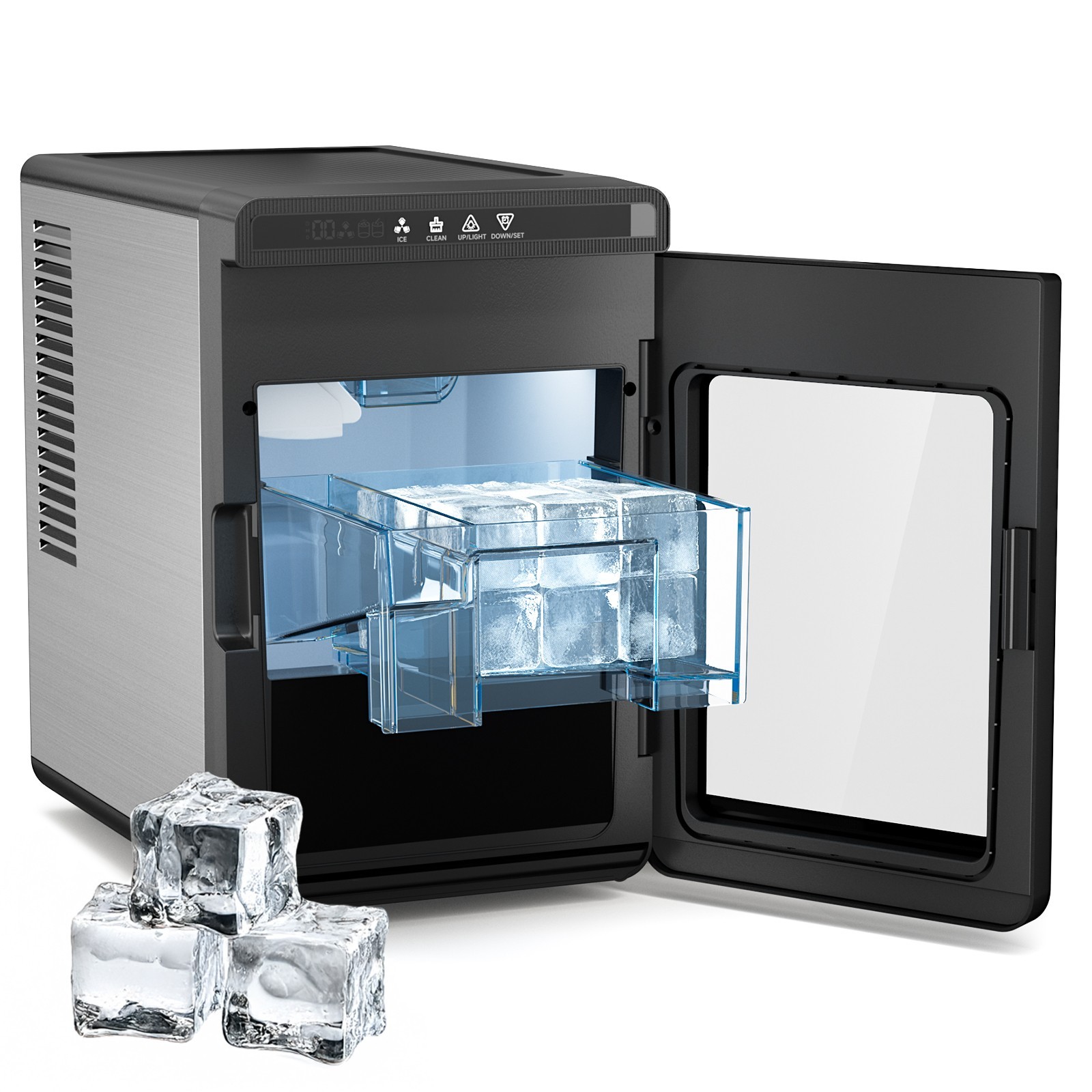 2'' Clear Ice Square Maker Machine,150 PCS/Day,Ice Cube Maker Automatic Cleaning