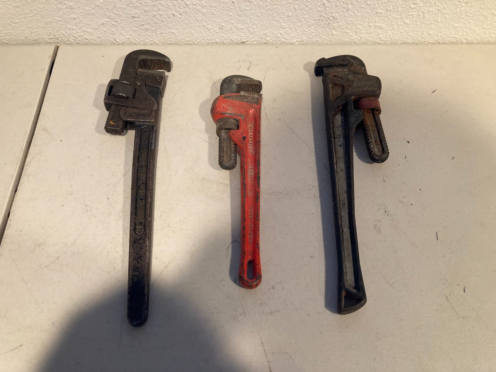Lot of 3 Craftsman, Husky, Heavy Duty Pipe Wrench  14” - Made In USA