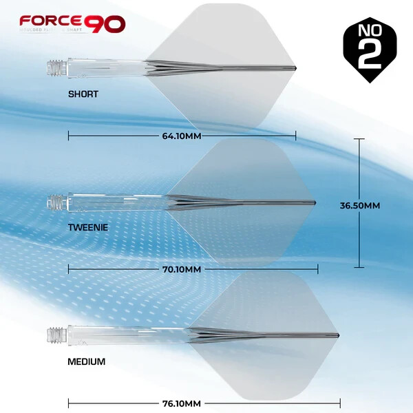 CLEAR MEDIUM NO2 MISSION FORCE 90 1 PIECE MOLDED SHAFT & FLIGHT SYSTEM