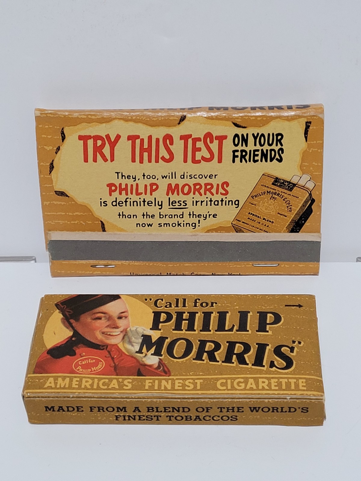 Vintage Philip Morris 1940s - 1950s Empty Guest Package and Unstruck Matchbook
