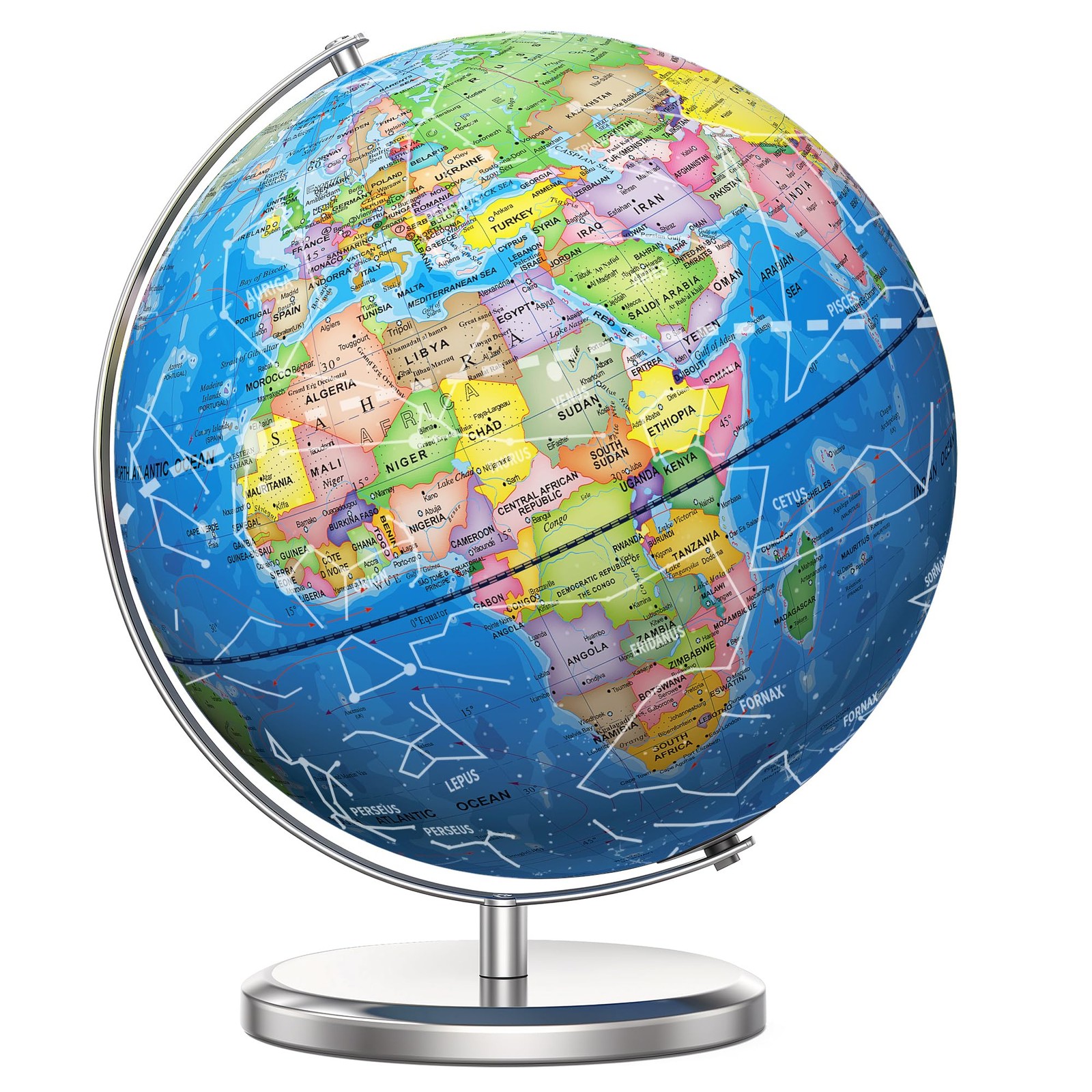 SOUNDANCE 13 Inch World Globe with Stable Heavy Metal Base, Educational Globe...