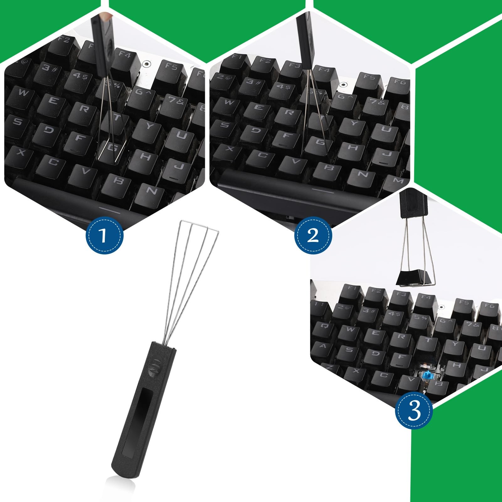 2PCS Keycap Puller Switch Puller 2PCS Keyboard Brush for Mechanical Keyboard