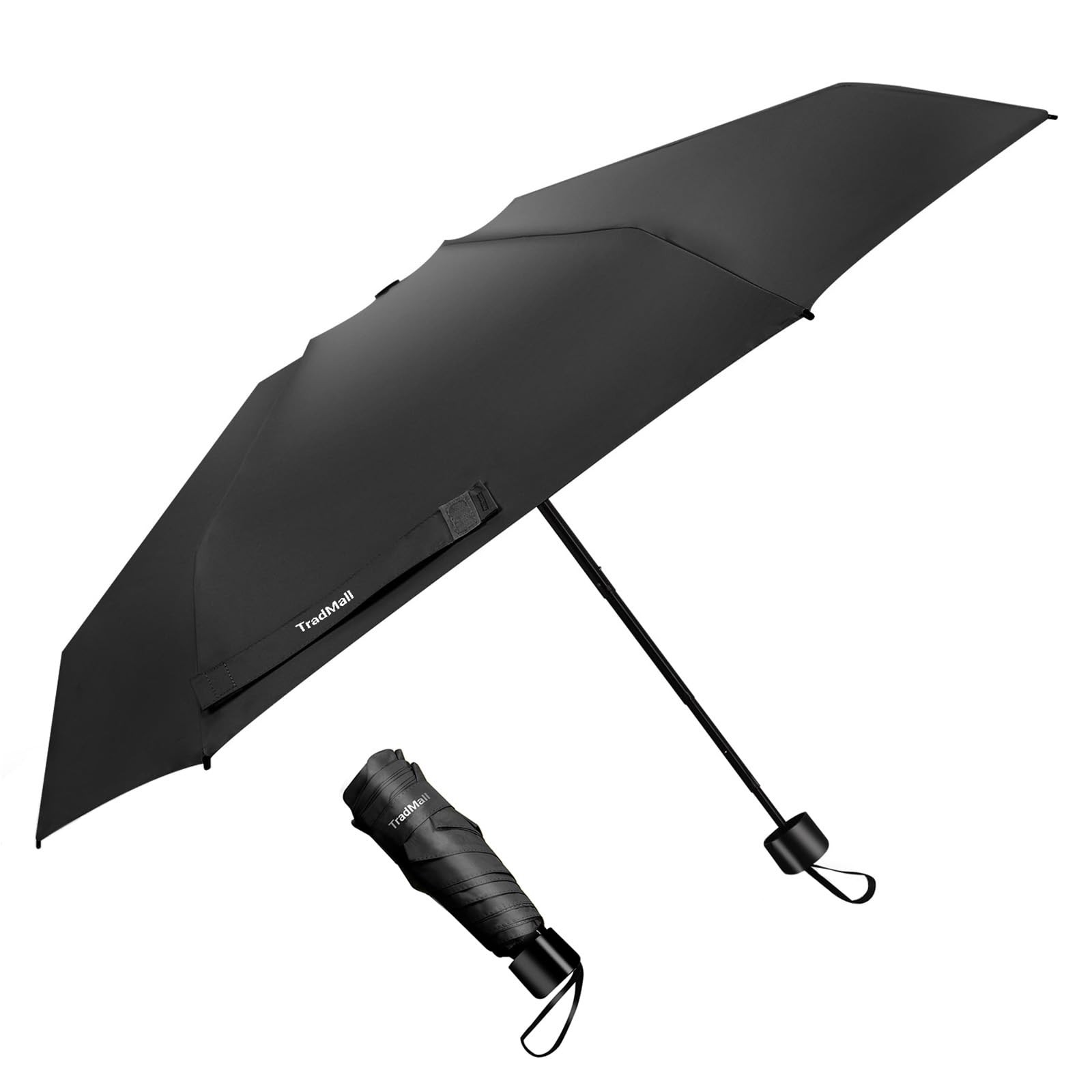 TradMall Mini Travel Umbrella, Portable Lightweight Compact 35.5", Black