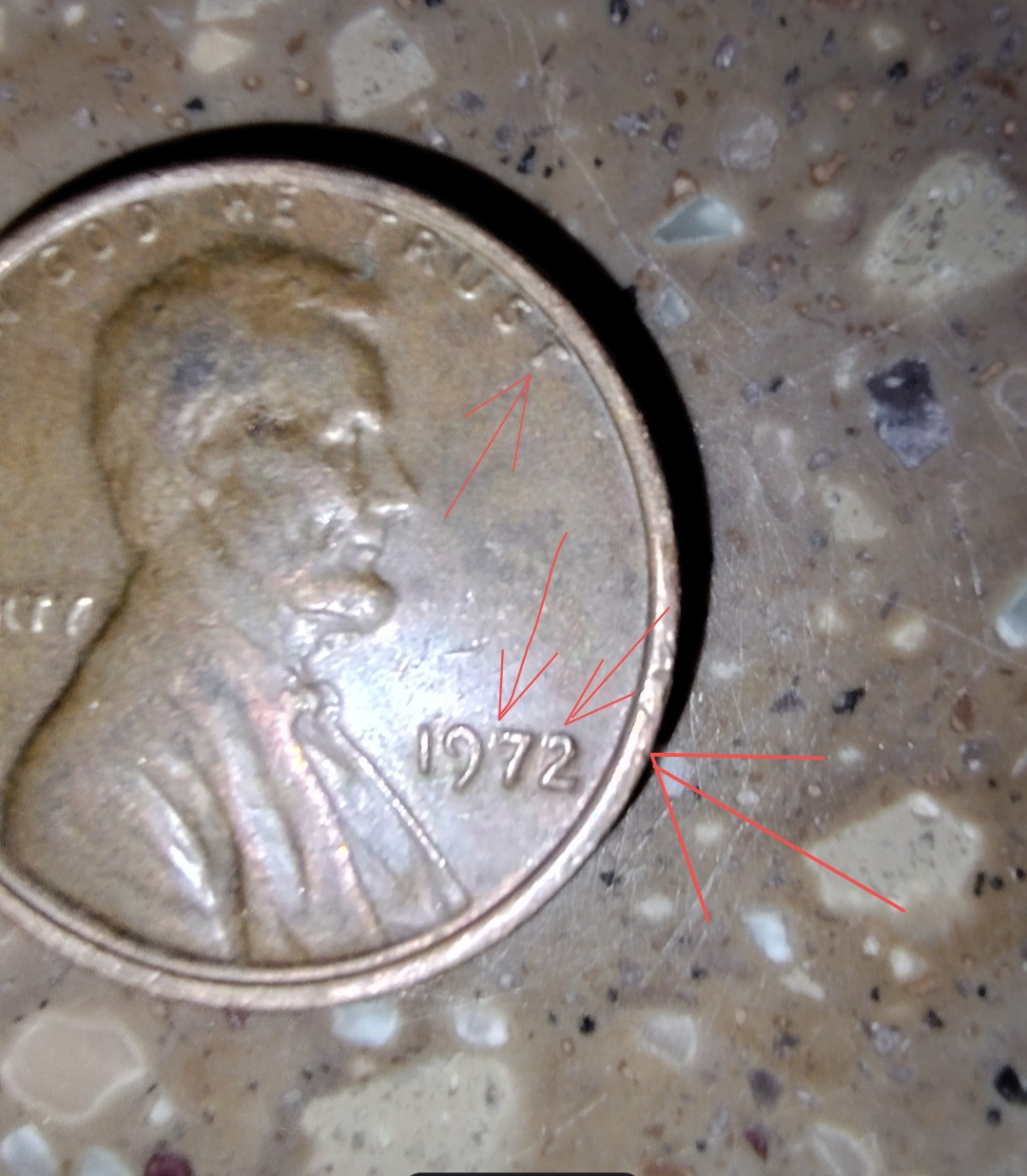 1972 Lincoln Memorial Penny No Mint Mark Kerning, Off Center & Other Errors