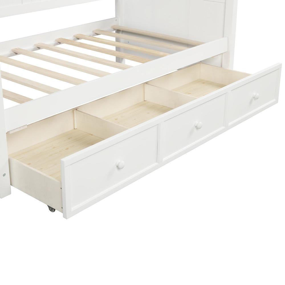 Sturdy and Durable Wood Daybed with Three Drawers Twin Size Daybed White