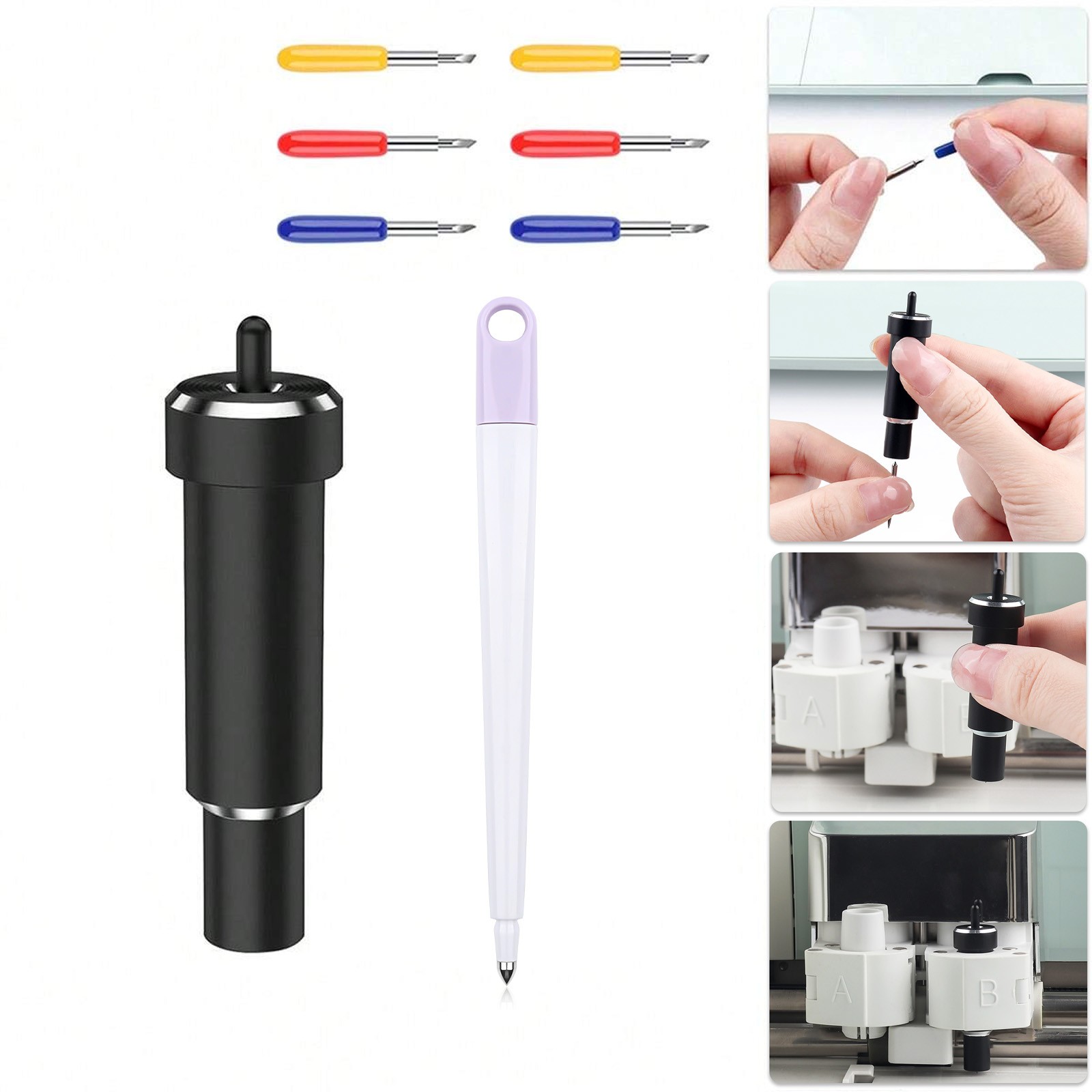 Scoring Stylus 30/45/60° Metal Cutting Blades and Case Compatible with Cricut