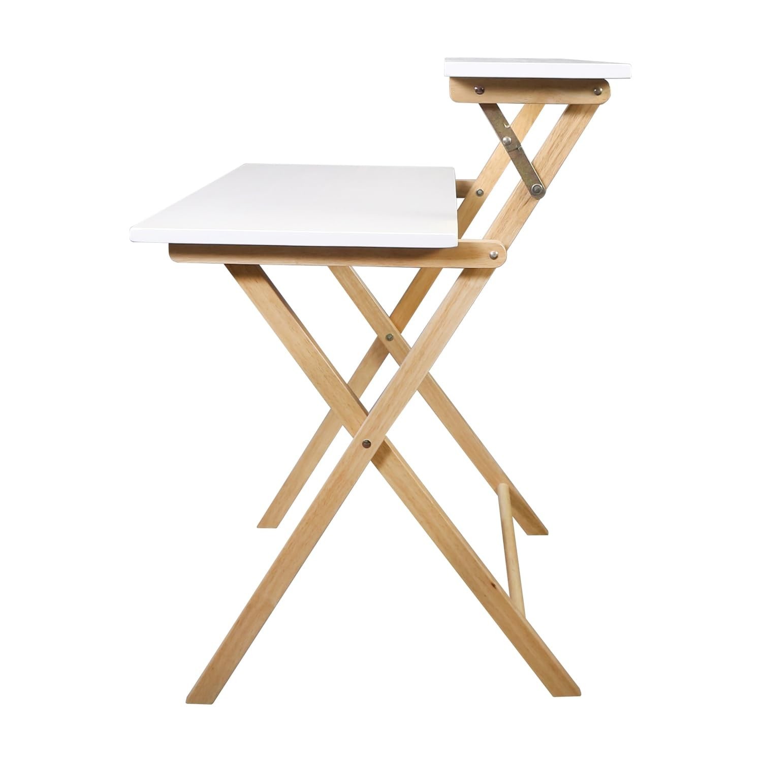 100% Solid Wood 2-Tier Folding 28" W Laptop Working Computer Desk, No Assembl...