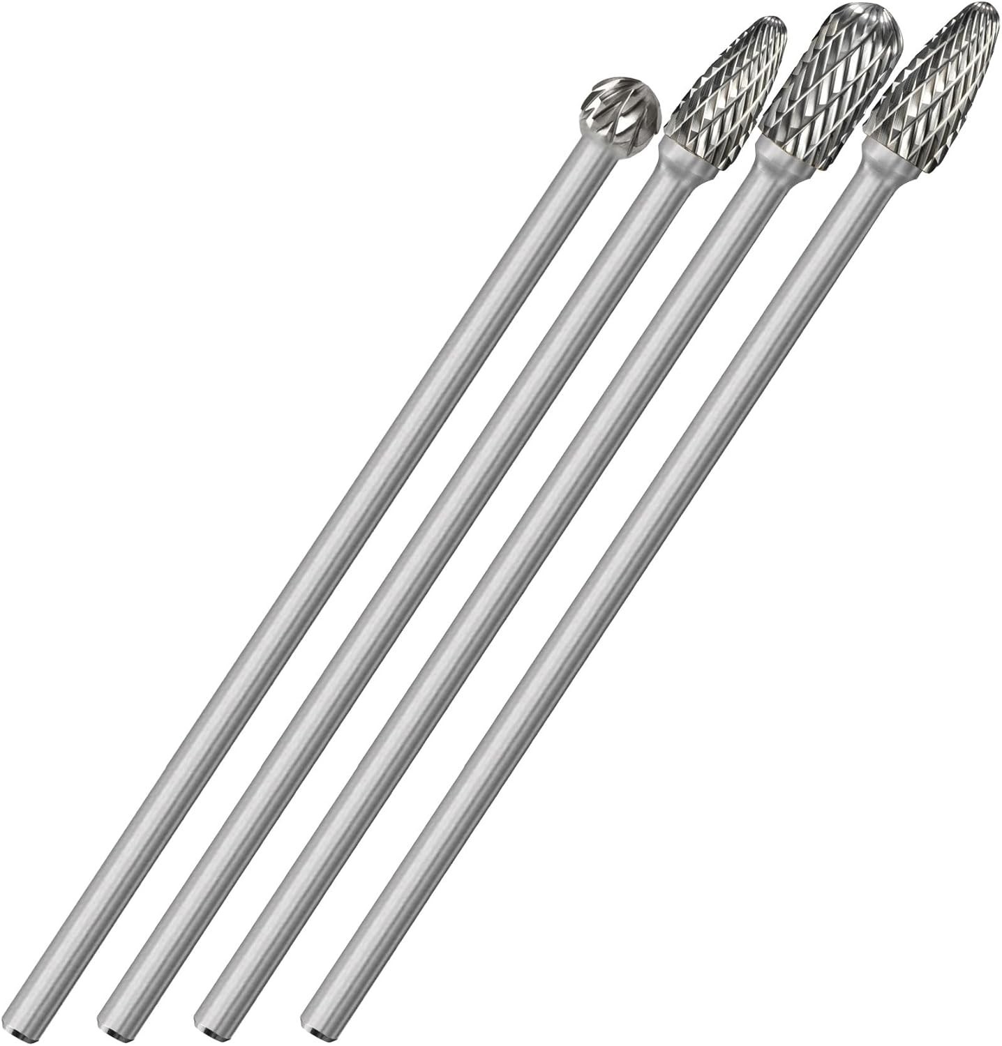 Sworker 4Pcs Long Carbide Burr Set 1/4" Shank Total L 6.1" Die Grinder Bits R...