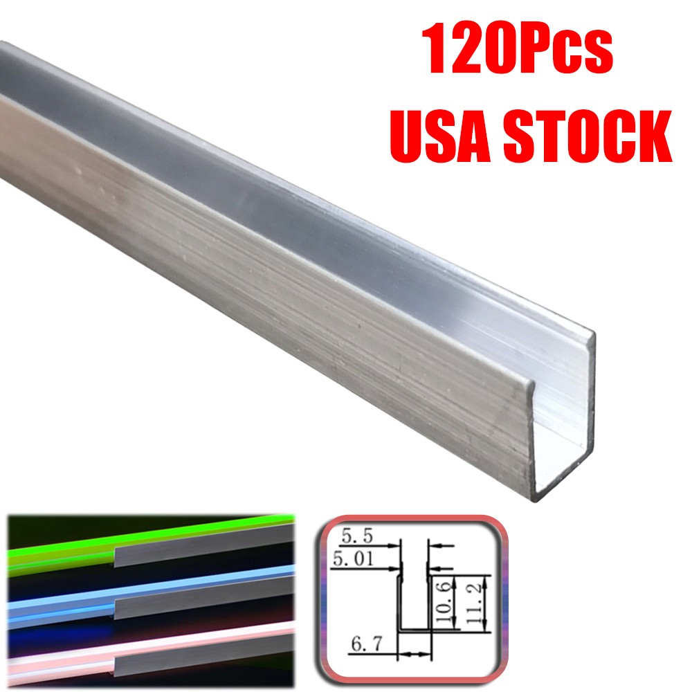 120Pcs 3.3FT U Shape Aluminum Track Channel for Mounting 6*12mm Led Strip Light