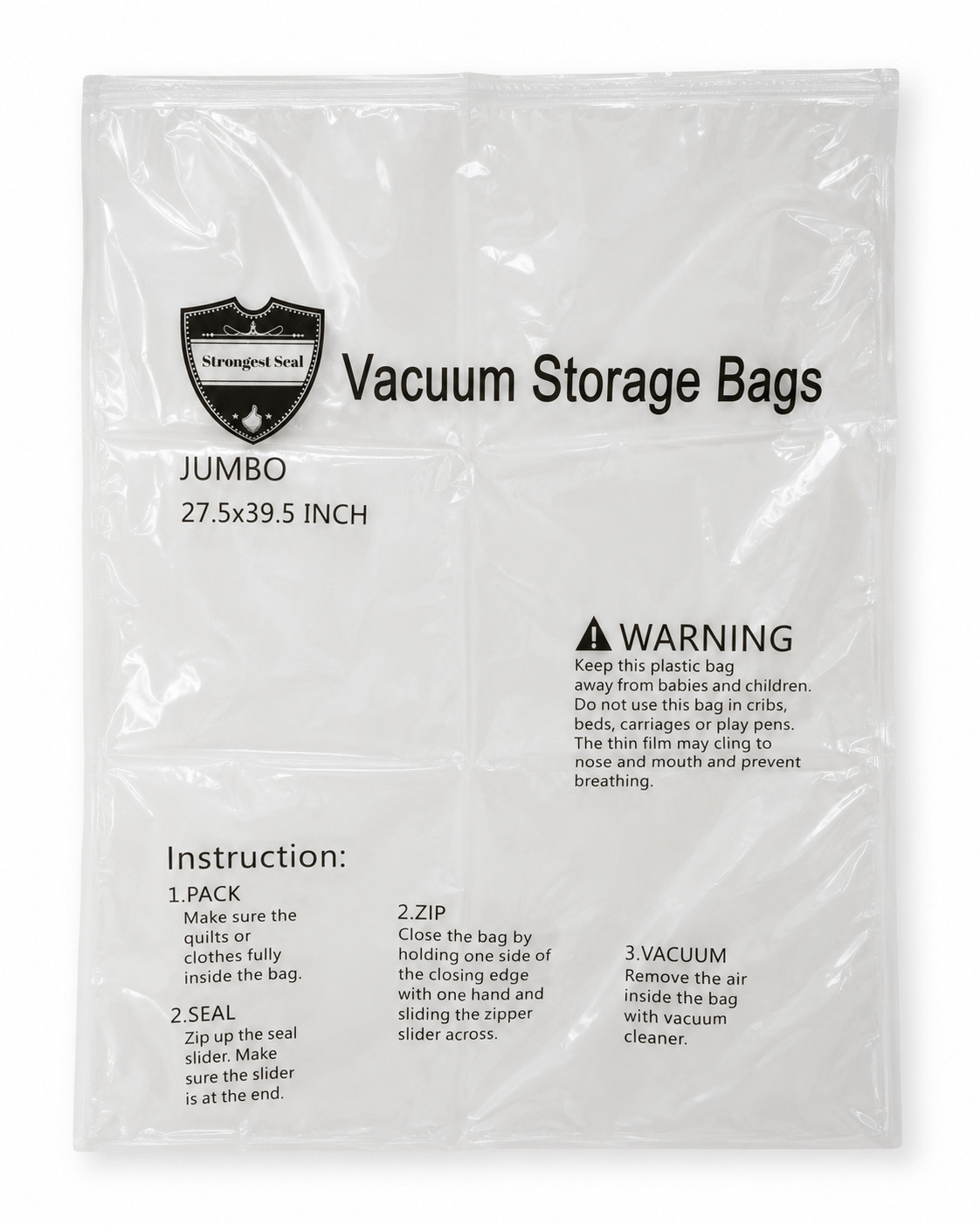 Lot of 8 Jumbo Vacuum Storage Bags 27.5” x 39.5” Unused Space Saver Bags