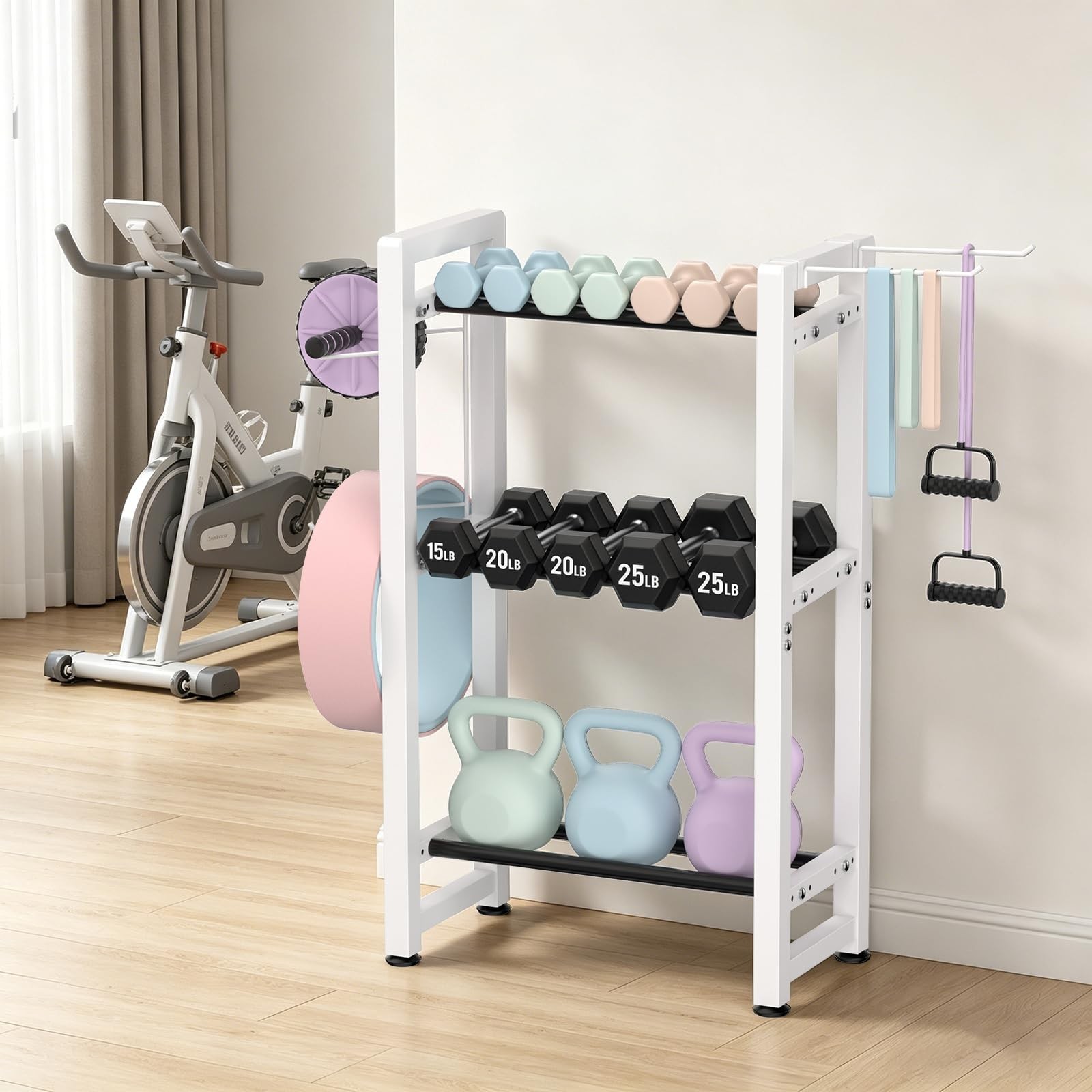 Small Dumbbell Rack，Heavy Duty Adjustable Dumbbell Weight Rack with Side
