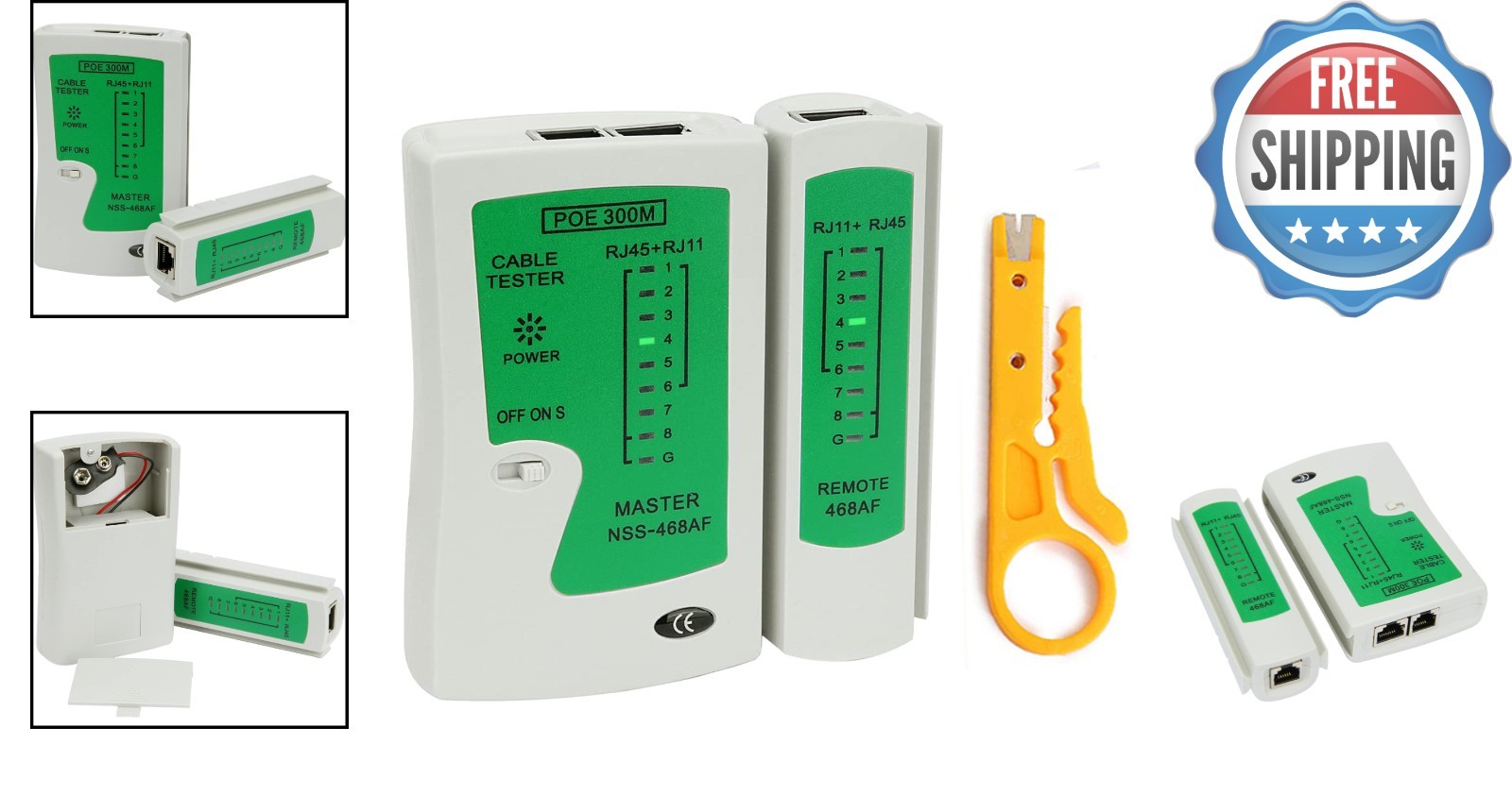 High-Performance Ethernet Tester with Mini Stripper – Quick Continuity Check