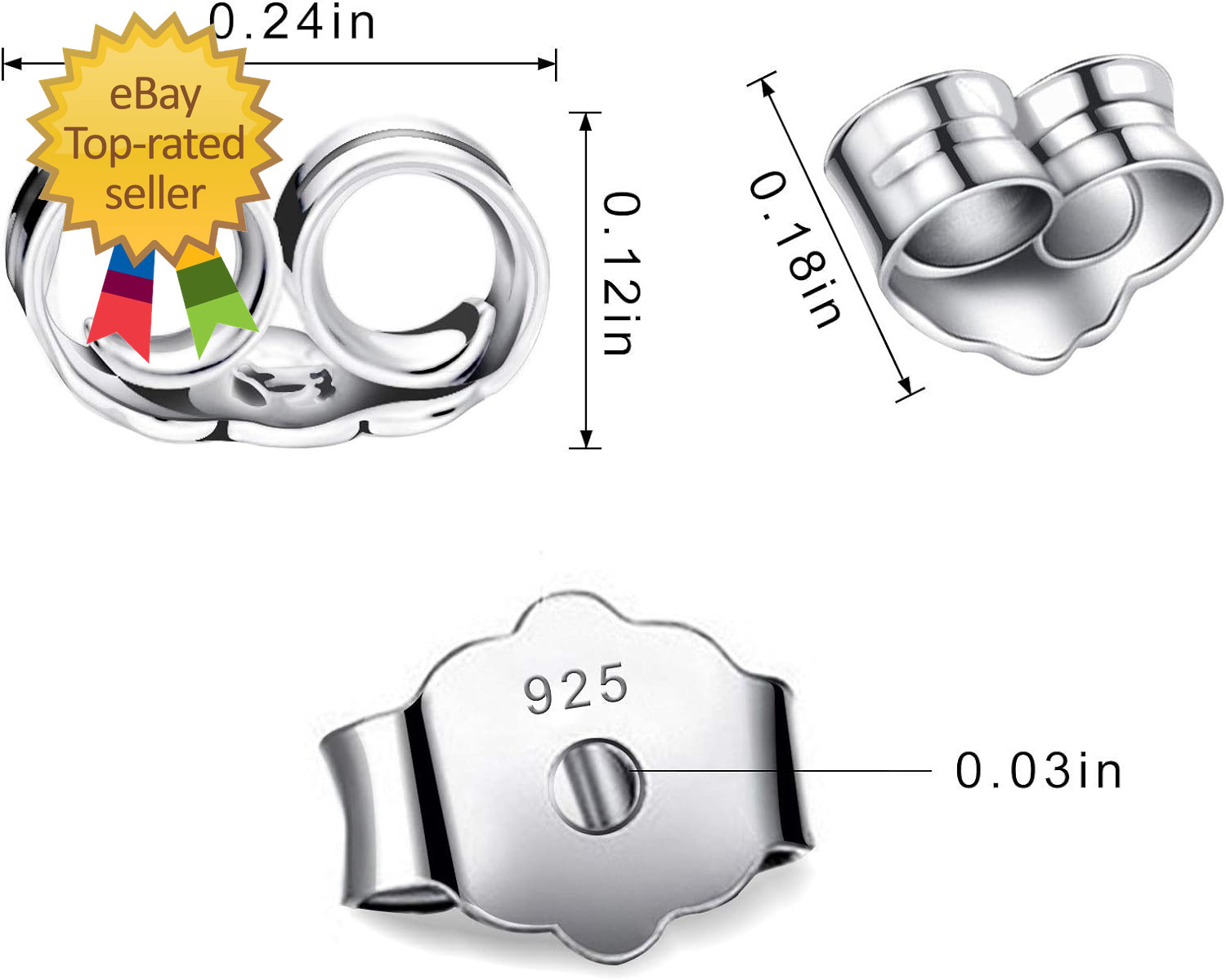 30Pcs/15 Pairs Hypoallergenic Earring Backs Replacement Plated Silver Secure Ear