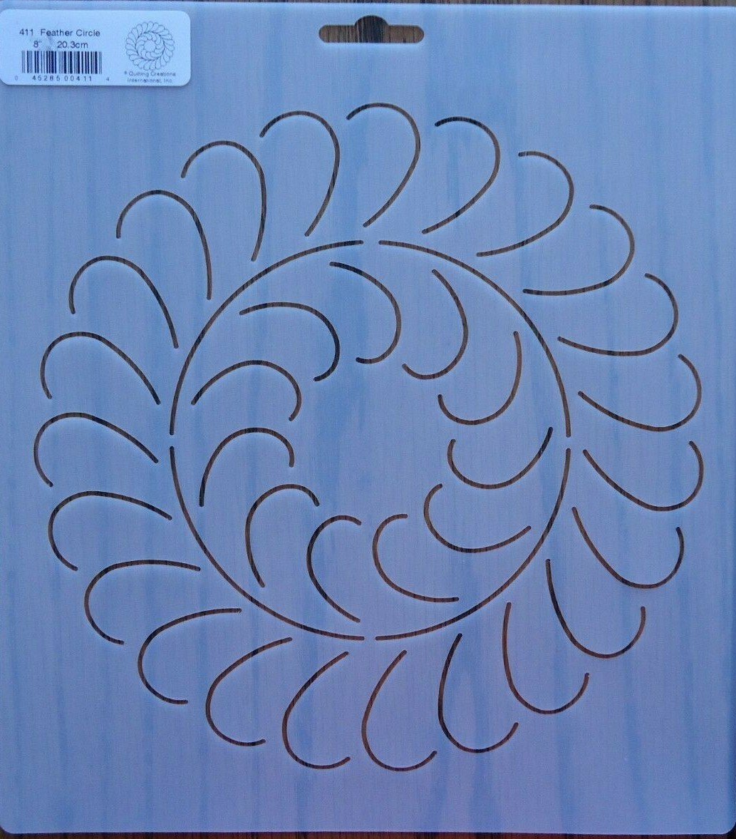 Stencil Quilting Feather Circle 8" 20.3cm quilt embroidery 411 QC template sew