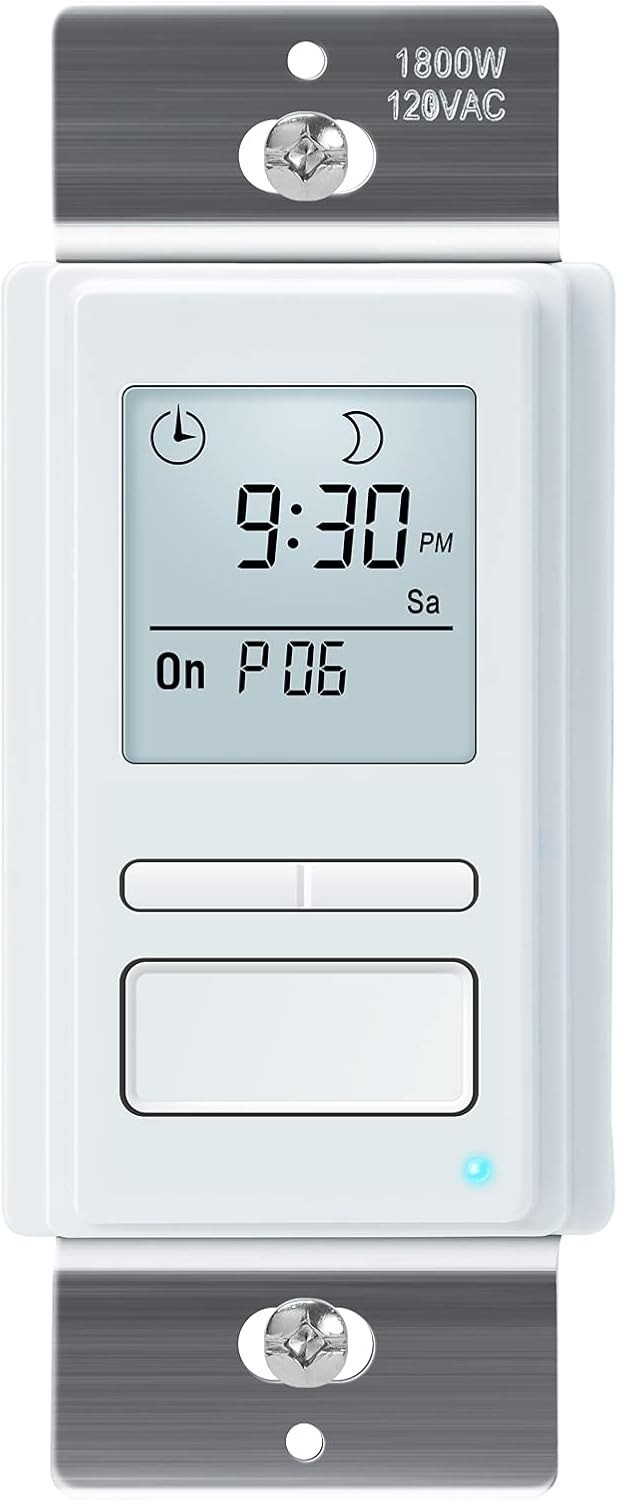 7 Day Programmable In-Wall Timer Switch Digital Sunrise Sunset Lighting Fan Time