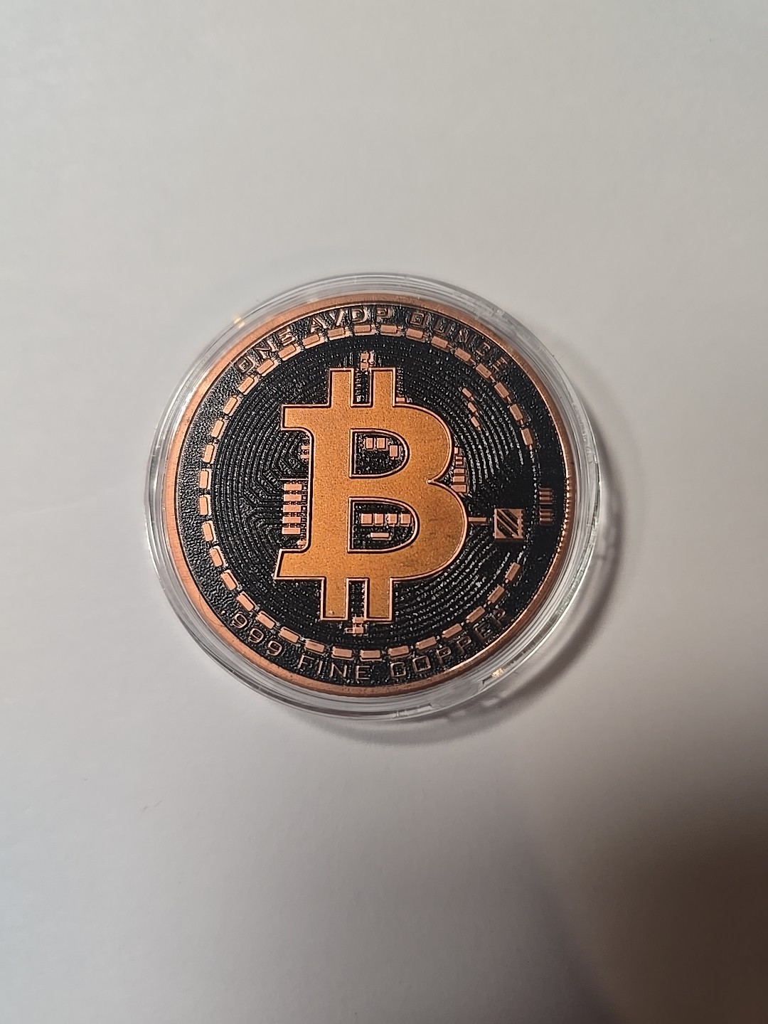 Bitcoin In Capsule/ .999 Fine Copper (Investment Grade) Oneida AVDP Ounce