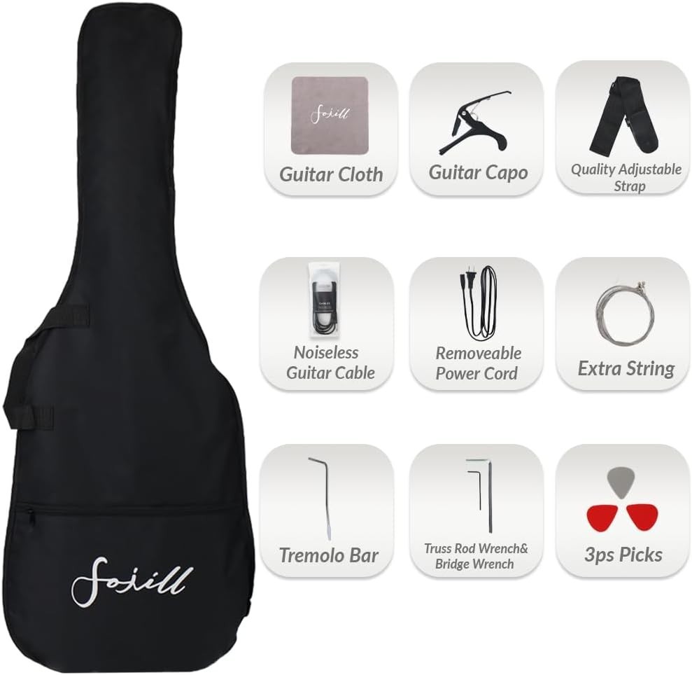 39 Inch Electric Guitar Kit Set Beginner Starter Combo Package Bundle 20W Amp...