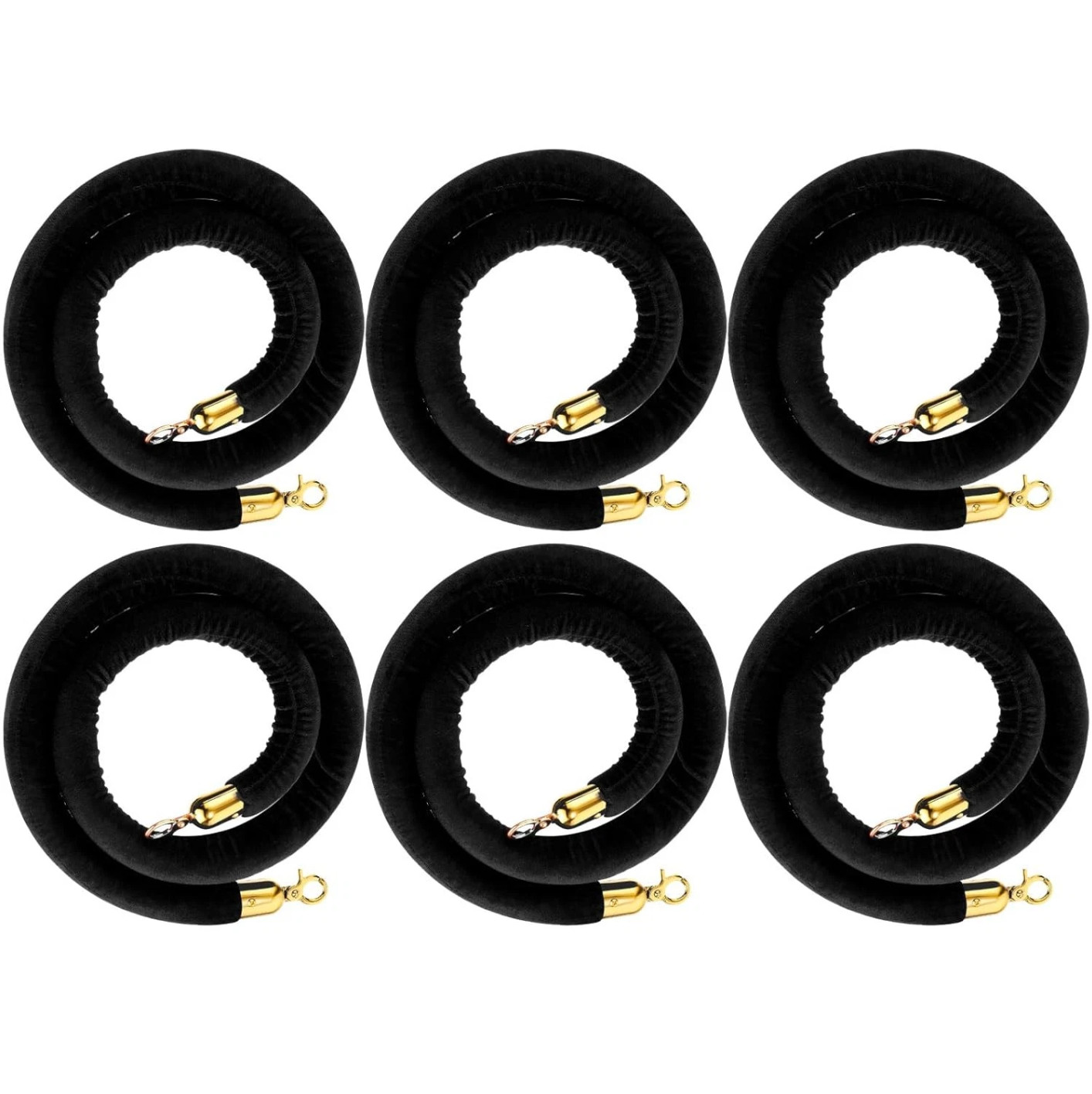(6 PACK) Velvet Stanchion Rope 5 Feet Crowd Control Stanchion Ropes Safety