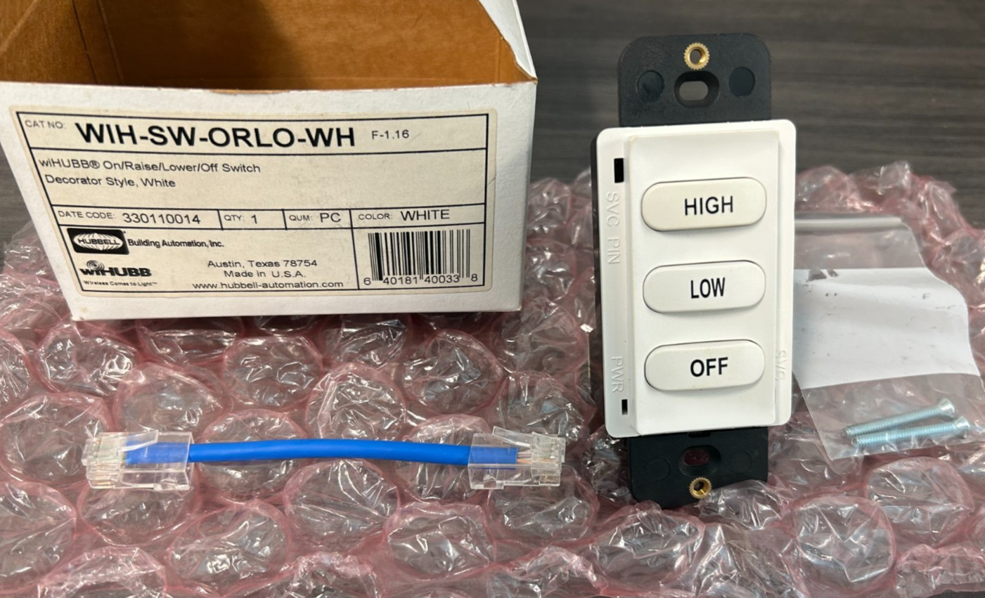 Hubbell WIH-SW-ORLO-WH White Control