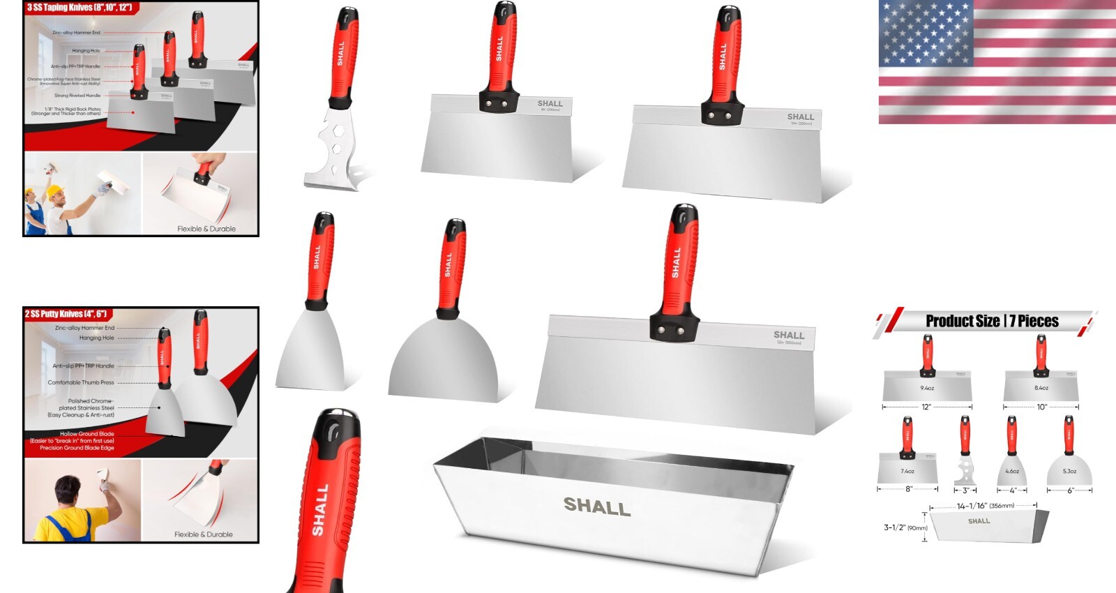 Durable Stainless Steel Drywall Finishing Kit: Includes Putty & Painter Tools=