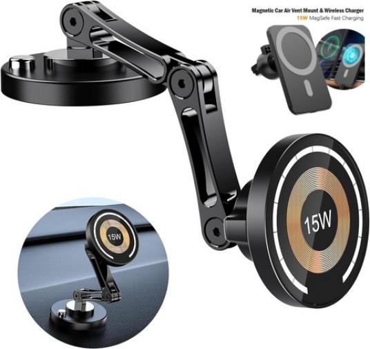 Car Mount for iPhone 15W Fast Charging Air Vent Magnetic /Windshield for MagSafe
