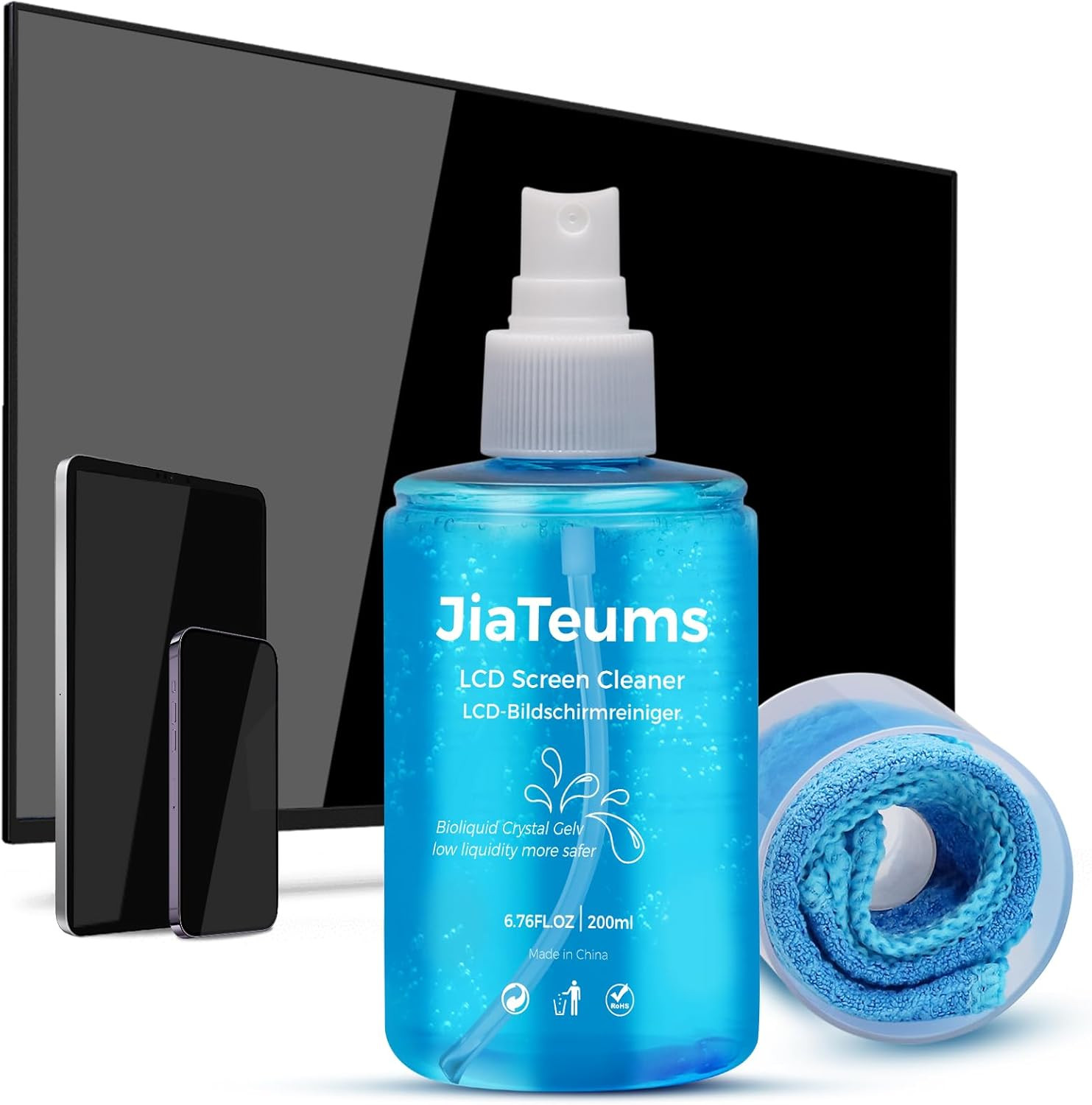 TV Screen Cleaner, Non-Drip Touchscreen Spray with Wiper for CD Disc Laptop Phon