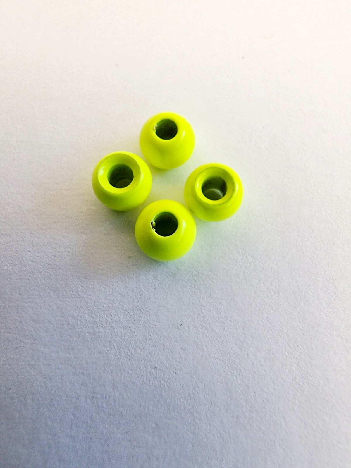 FlyTying Materials 25 Packs Countersunk 4-5mm Florescent Chartreuse Brass Beads.