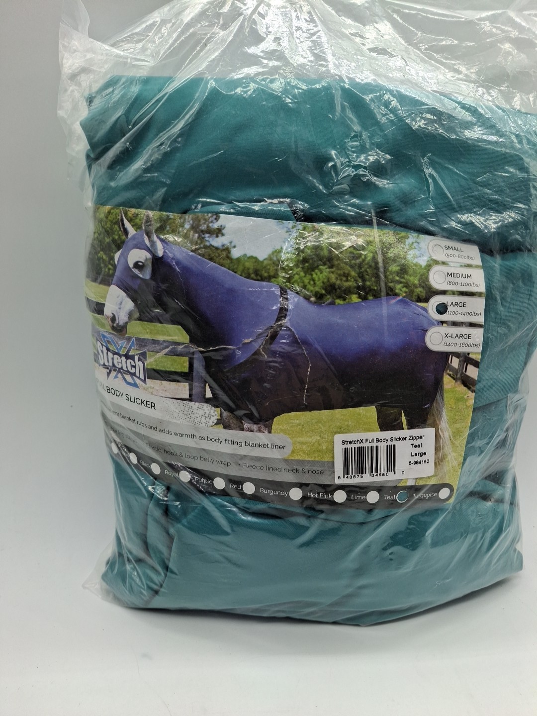 StretchX Full Body Slicker  Large Teal 5-984152 New 1100 To 1400 Lbs