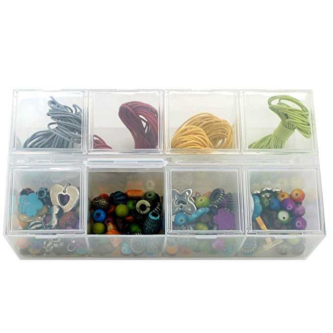 2 Storage Clear Containers Small Items Organizer Beads Pills Buttons Office desk