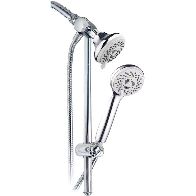 Drill-Free 3-Way Shower Slide Bar Combo Adjustable Stainless Steel Handheld New