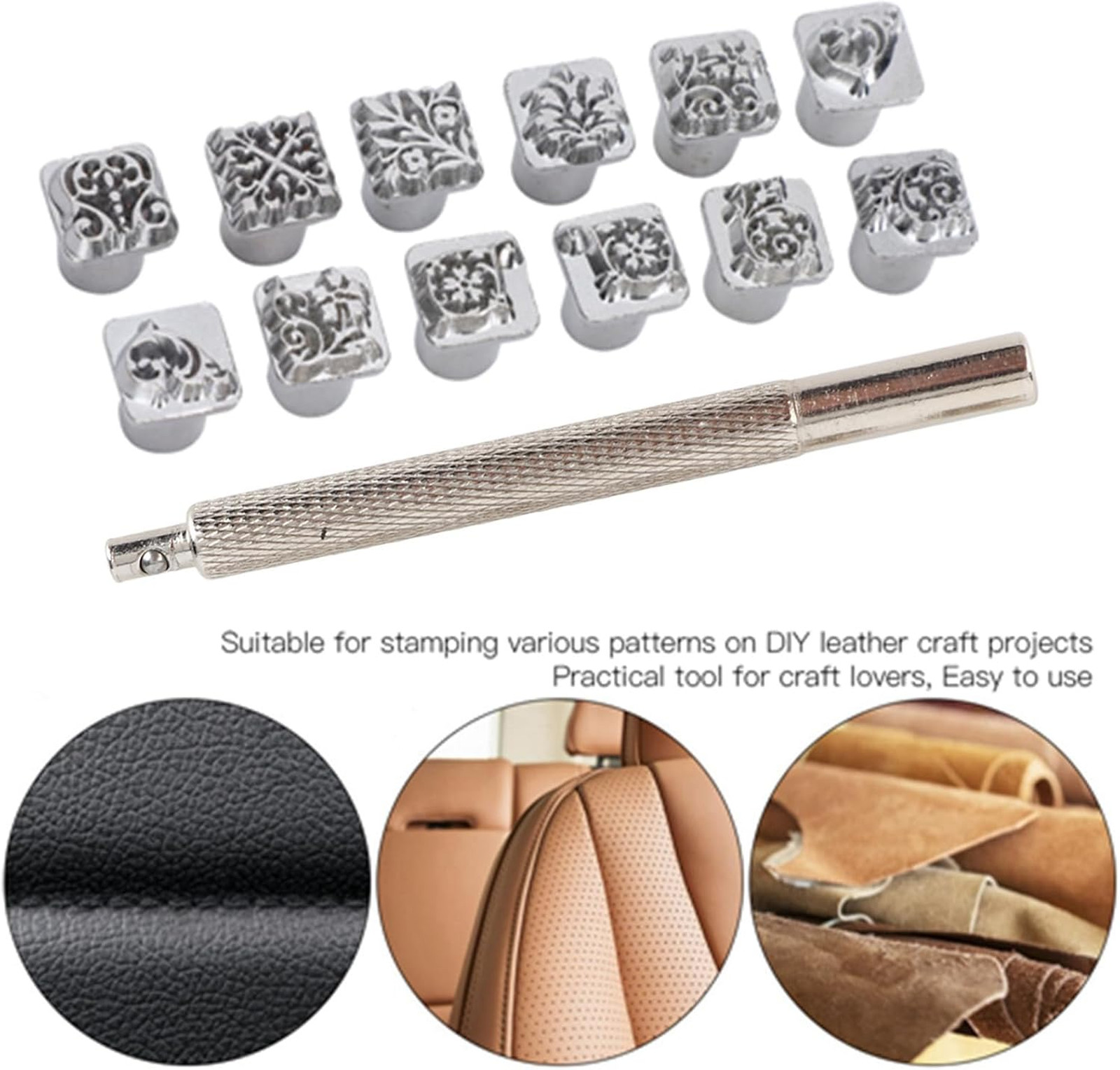 Leather Stamp Tool Set, 12Pcs Leather Stamping Punch, Embossing Pattern for