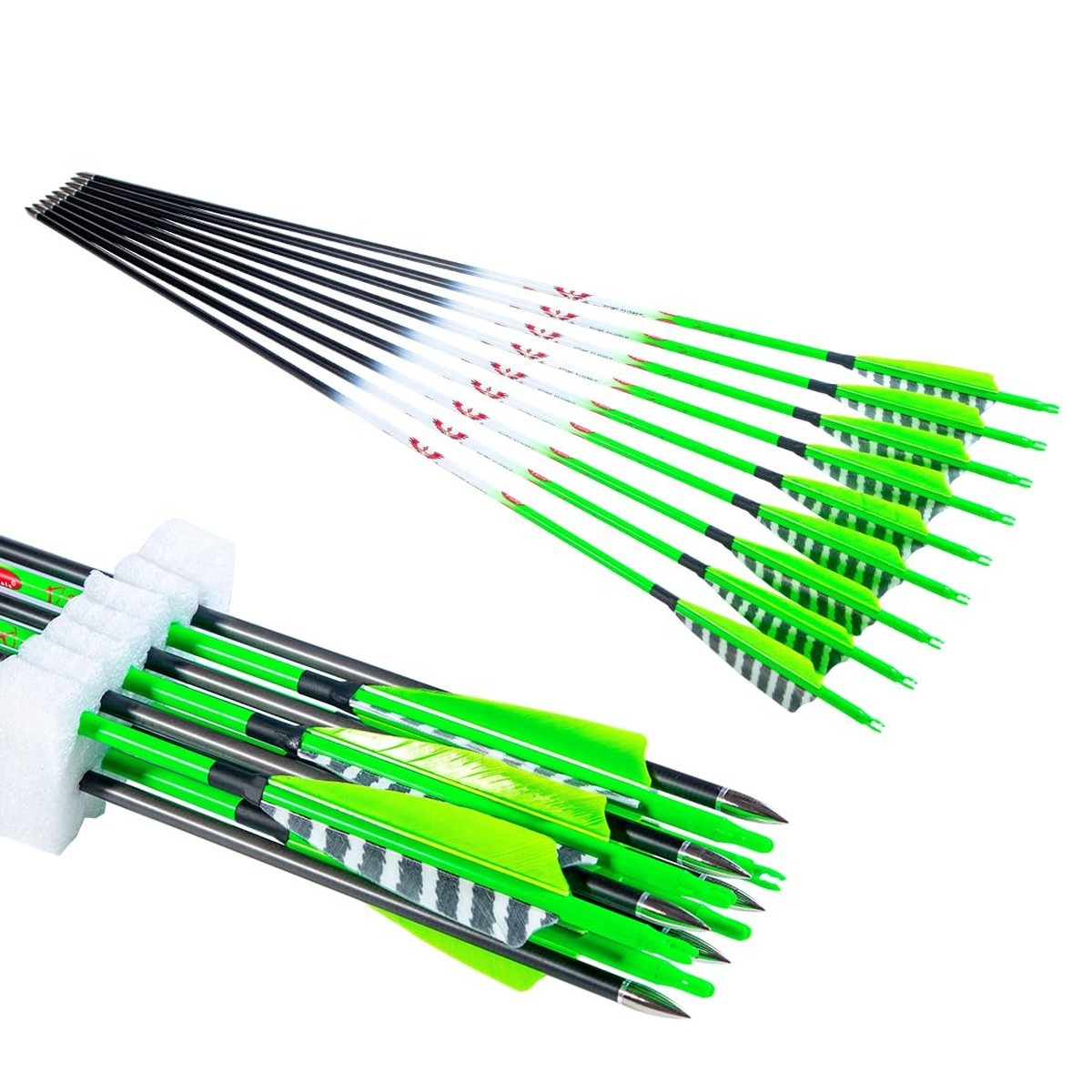 Qunying 300 340 400 500 600 Spine Traditional Archery Carbon Feather Arrows 31