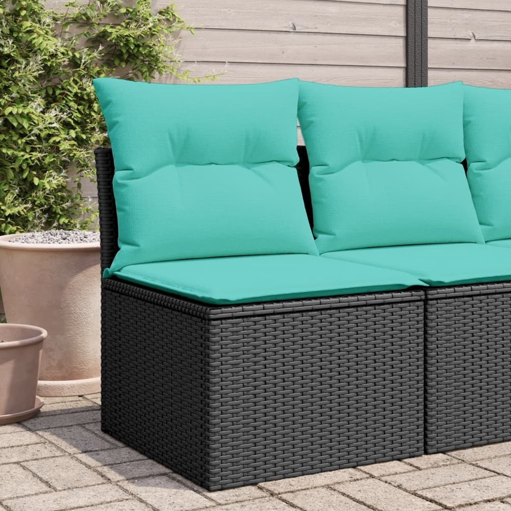 Garden Sofa Black PE Rattan, Powder-Coated Steel Single Sofa