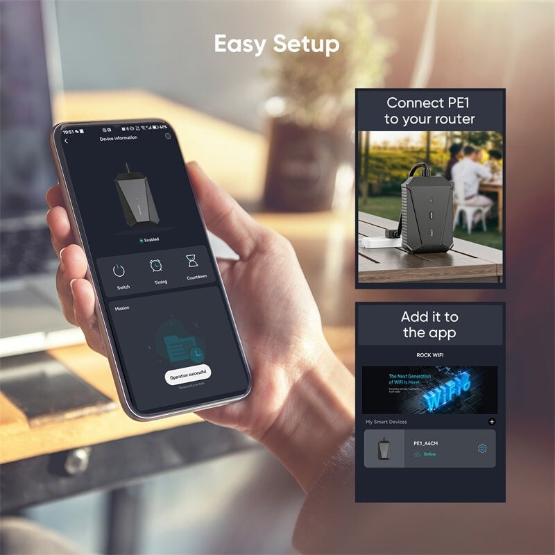 Rock outdoors smart plug with built-in Wi-Fi Extender