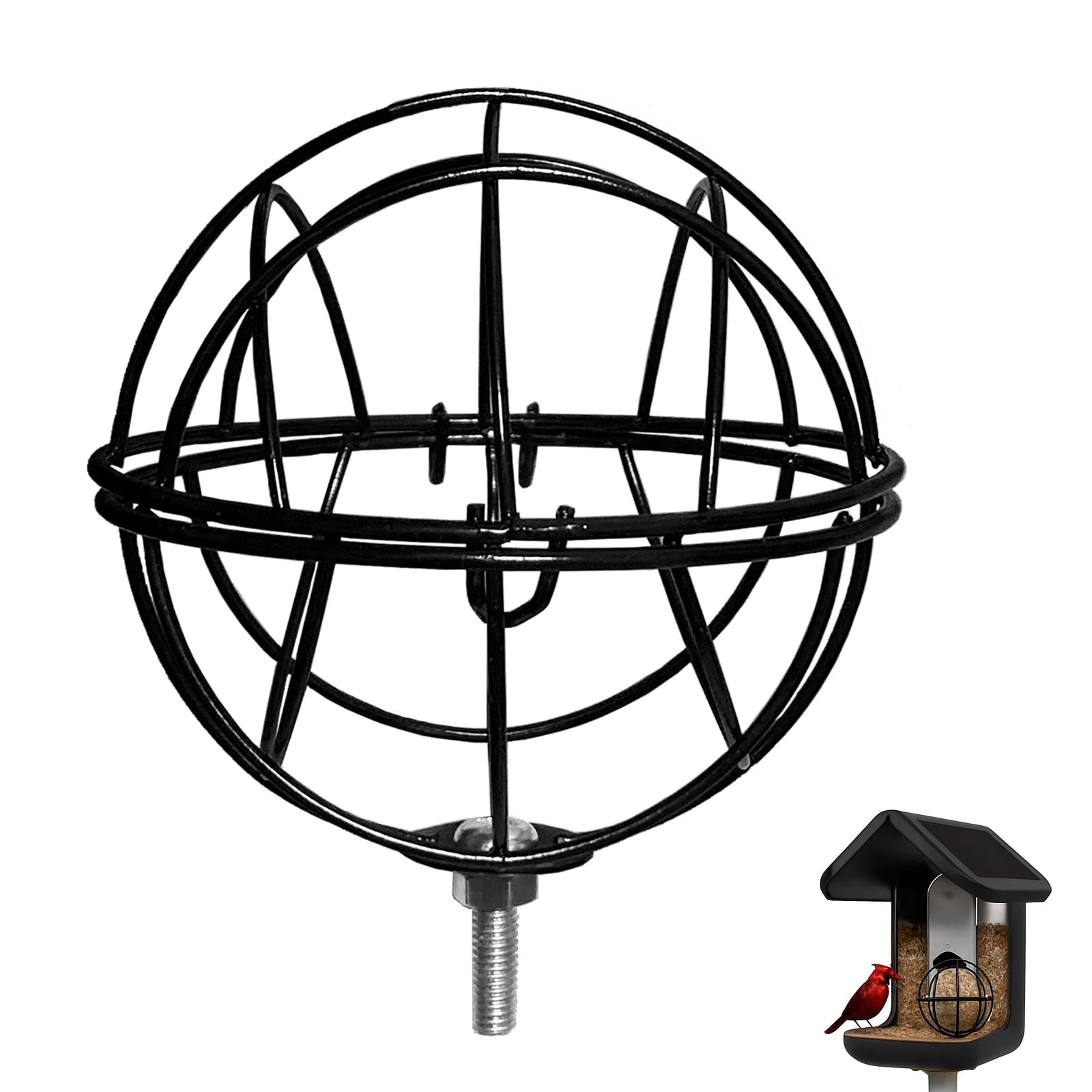 Upgraded Black Metal Suet Ball Holder – Compatible with Bird Buddy