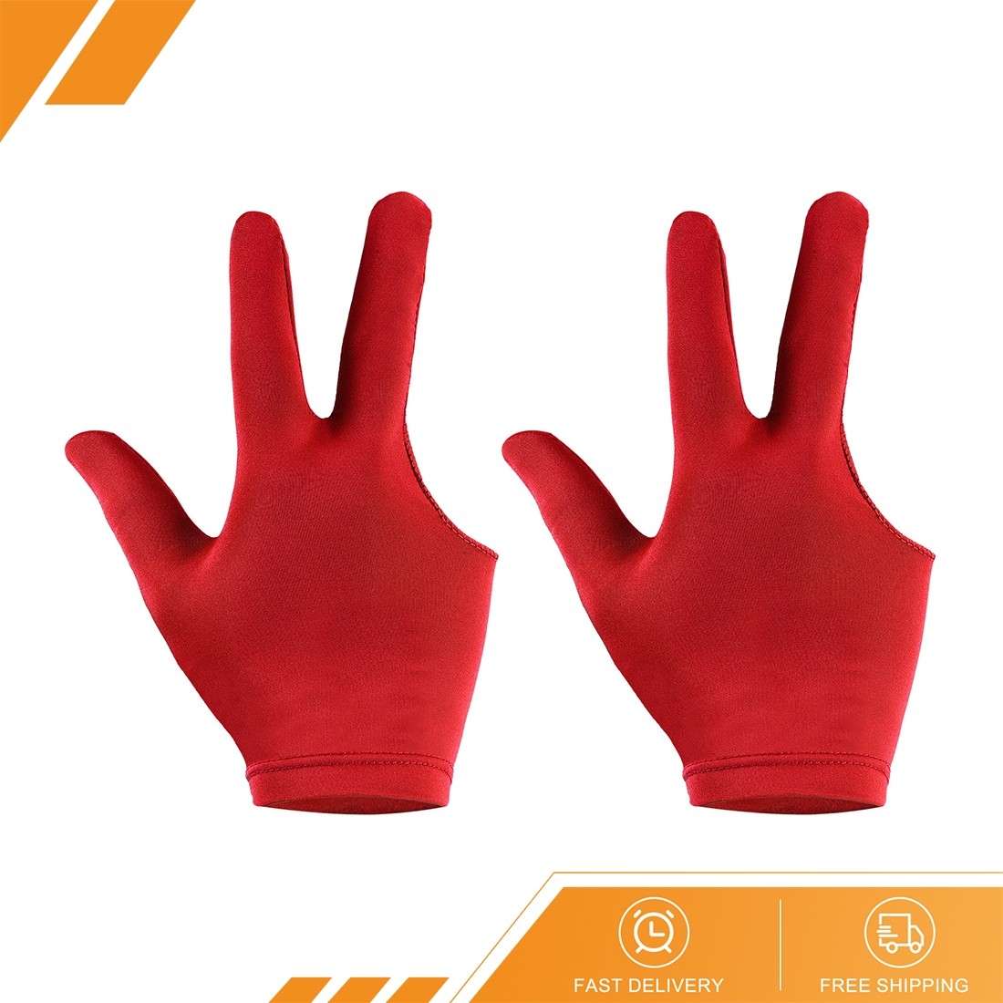 2 Pack - 3 Fingers Pool Gloves Billiard Gloves Left Right Hand Show Gloves Red