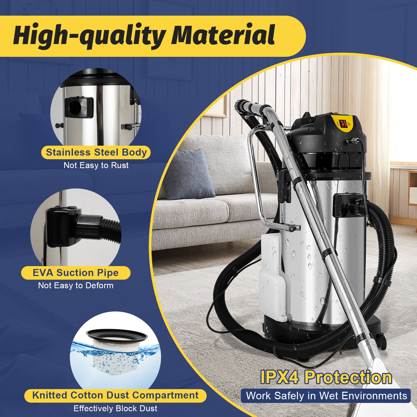 40L 3in1 Commercial Carpet Cleaning Machine, Vacuum Cleaner Extractor