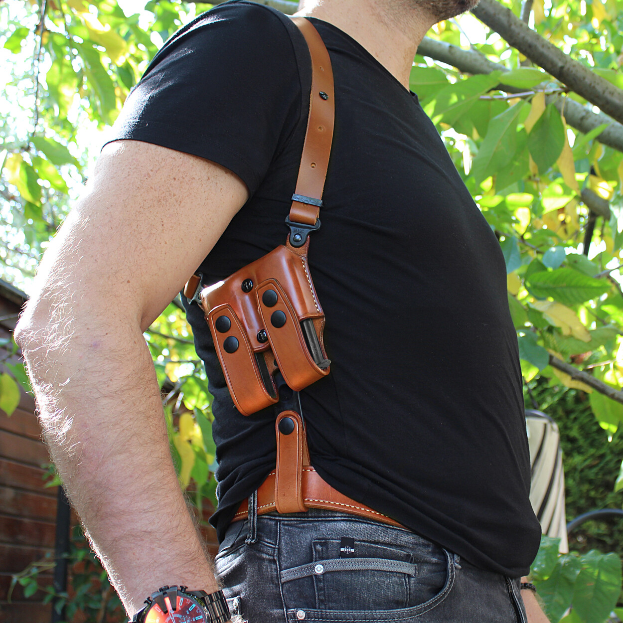 Vertical Shoulder Holster Fits Colt 1911 Gold Cup Trophy 45ACP/ 9mm 5" #1691#