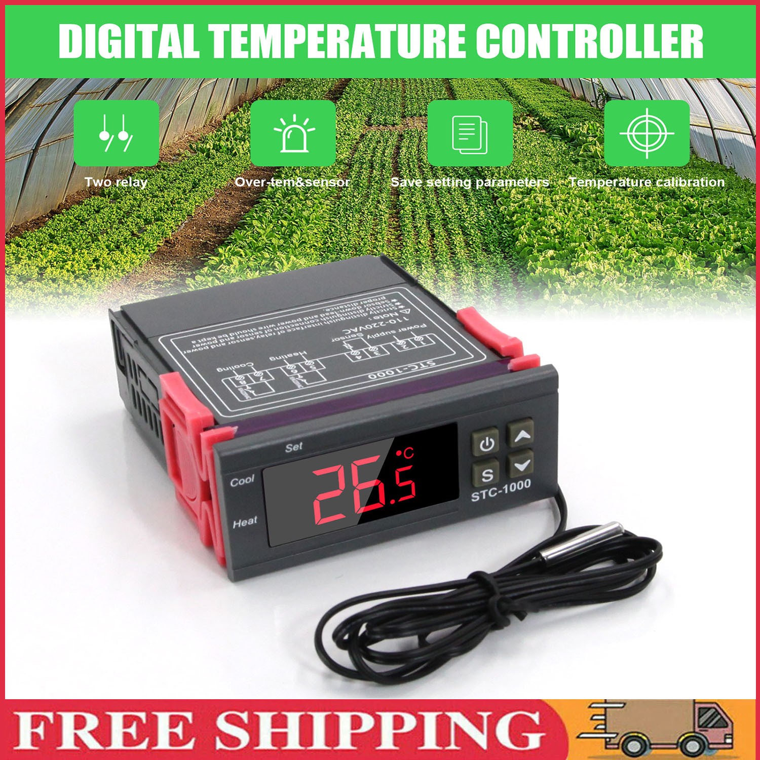 STC-1000 Digital Temperature Controller Thermostat w/ Sensor AC 110V Universal