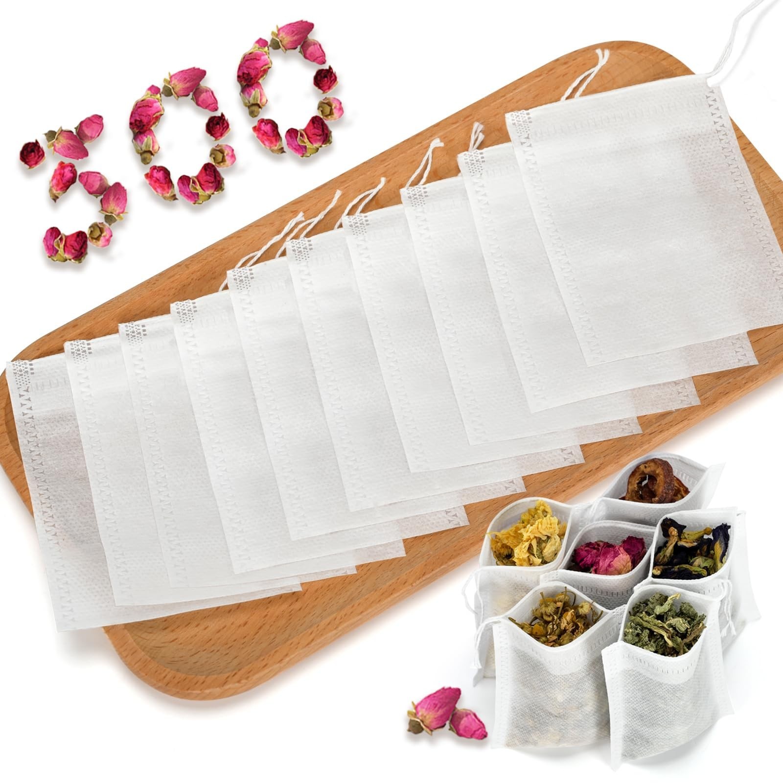 Empty Tea Bags for Loose Leaf Tea, 300Pcs Disposable Tea Infuser Sachets | Fi...