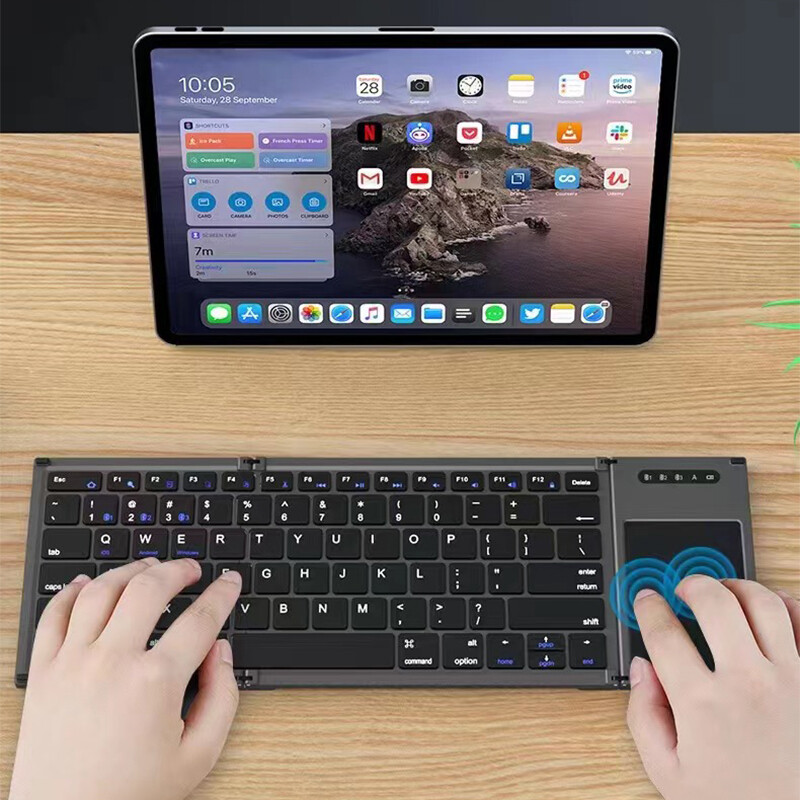 Wireless Bluetooth keyboard touchpad Rechargeable ultrathin foldable Portable