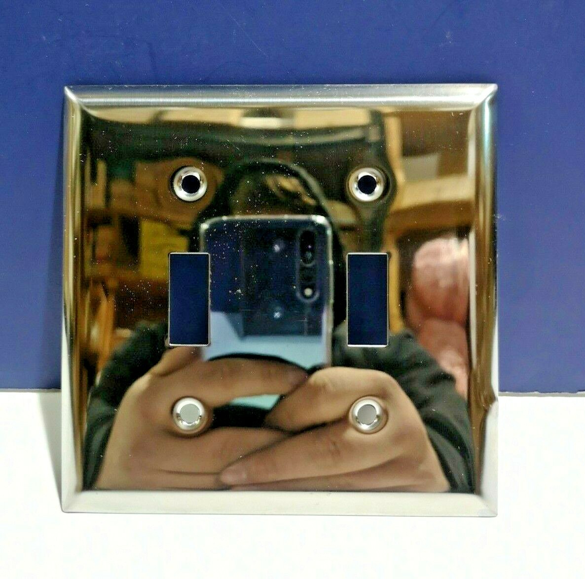 NEW Polished CHROME 2-Gang Metal DOUBLE Toggle Switch Wall Plate Cover NEW SP822