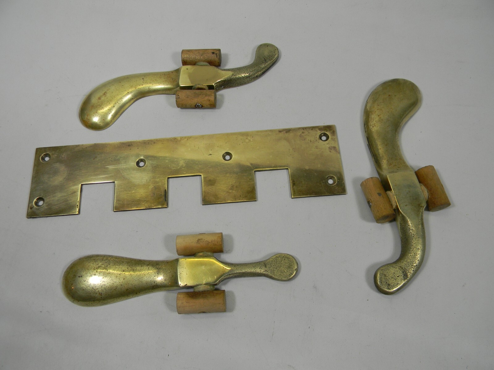 Vintage Brass Piano  Foot Pedals 6 1/4 "  Lot of  3 and Brass Faceplate    - 10F