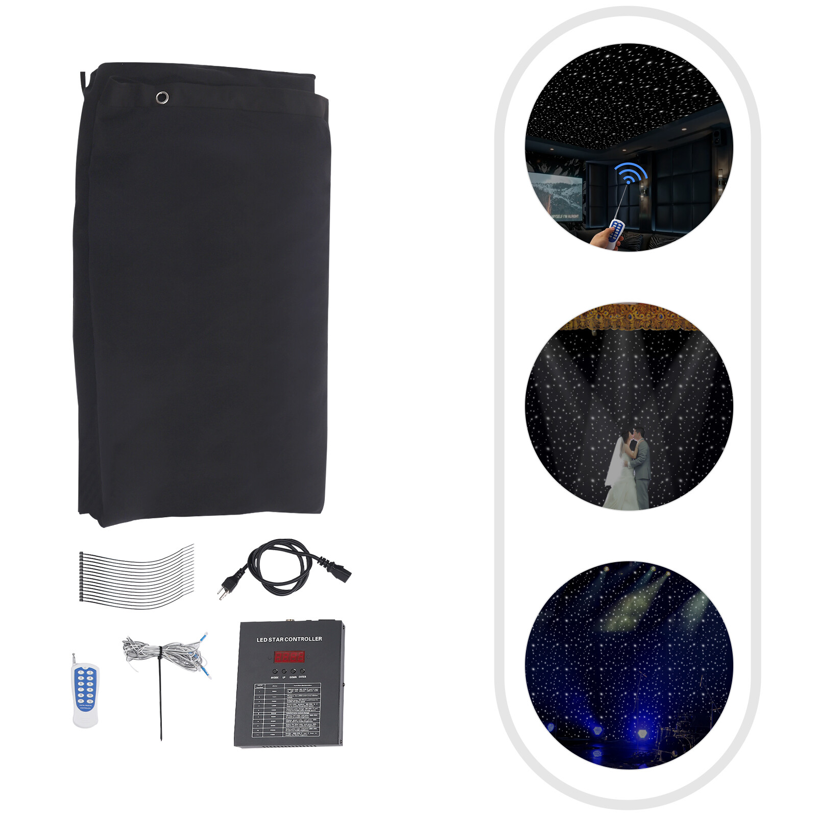 LED Stage Star Sky Background Stage Backdrop Curtain Wall Mounted w/ Controller