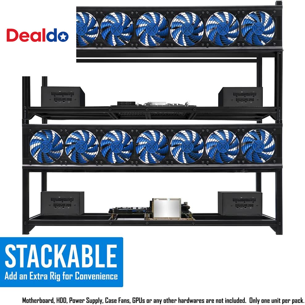 8 GPU Miner Rig Case Frame – Premium Stackable Aluminum Mining Rig Enclosure for
